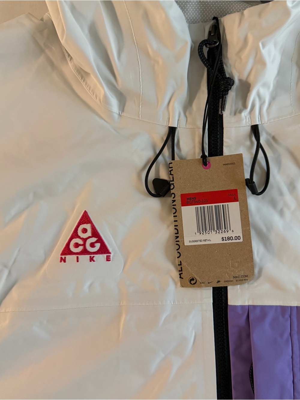 Nike ACG Rain Jacket Men L Waterproof Taped Seams Lightweight Trail Full Zip - Picture 4 of 15